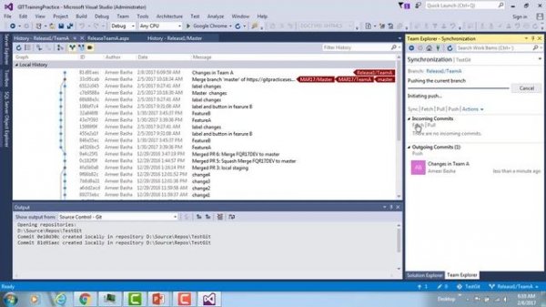 GIT QuickStart : 8 Merge/Rebase branches in GIT using visual Studio
