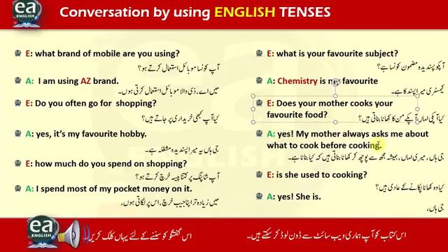 Present Indefinite Tense Conversation Example Sentences with Urdu Exercise PDF Worksheet смотреть онлайн
