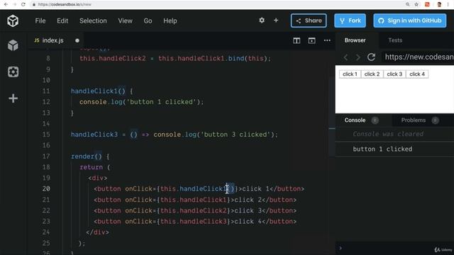 Exercise Event Binding | Complete React Developer in 2020 (w/ Redux, Hooks, GraphQL) смотреть онлайн