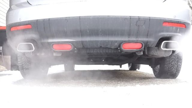 Mazda CX-9 -- Winter Cold Start At Snow Day - Exhaust Sound