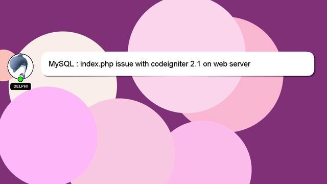 MySQL : index.php issue with codeigniter 2.1 on web server смотреть онлайн