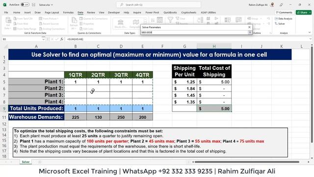 Minimize The Total Shipping Cost for a Company | Solver Feature in Excel | Better Business Decision смотреть онлайн