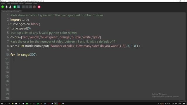 Python Turtle Tutorials 7 # User-specified Spiral смотреть онлайн