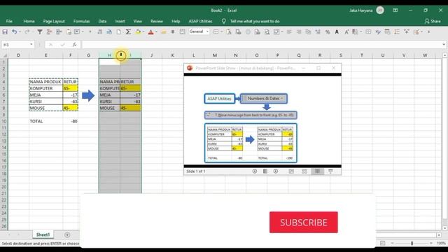 memindahkan minus di belakang angka ke depan angka excel смотреть онлайн