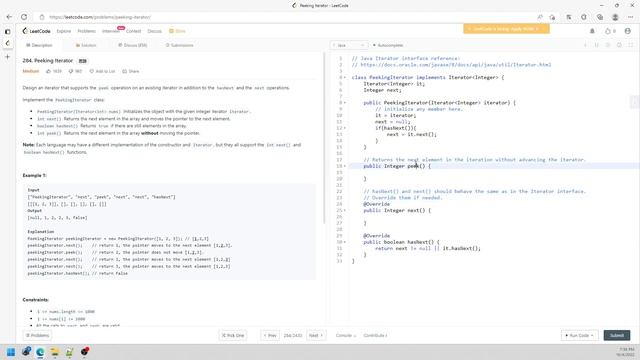 LeetCode 284 | Peeking Iterator | Iterator | Java смотреть онлайн