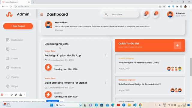 Create Animated Responsive Admin Dashboard Template using Laravel 10, Html, CSS and Charts смотреть онлайн