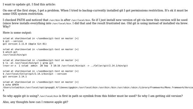 Apple: How to update Git (actually remove apple git and install new one via brew)? смотреть онлайн