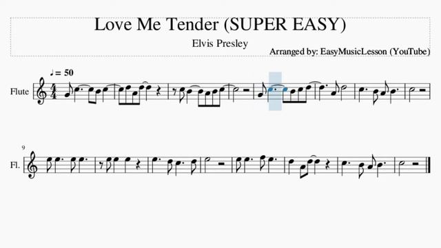 SUPER EASY Flute Sheet Music: How to play Love Me Tender by Elvis Presley смотреть онлайн