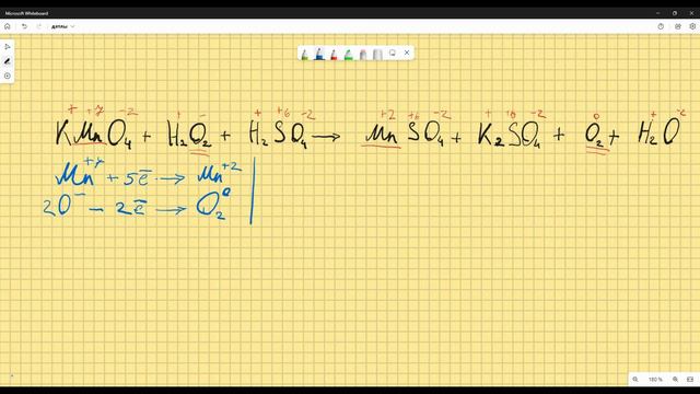 KMnO4+H2O2+H2SO4=MnSO4+K2SO4+O2+H2O смотреть онлайн