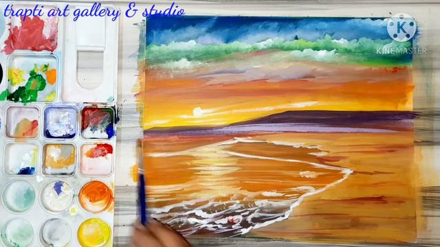 How to paint sunset scenery,Drawing and painting step by step in easy method.. смотреть онлайн