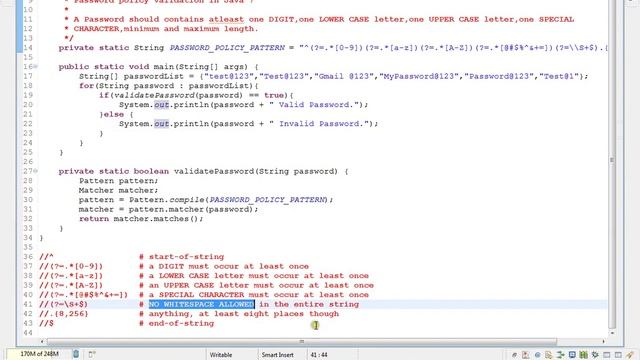 PASSWORD POLICY VALIDATION REGEX USING JAVA смотреть онлайн