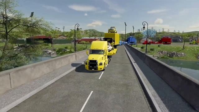 TRANSPORTING TOYOTA, NISSAN, FORD & MERCEDES CARS WITH TESLA TRUCKS- Farming Simulator 22 смотреть онлайн