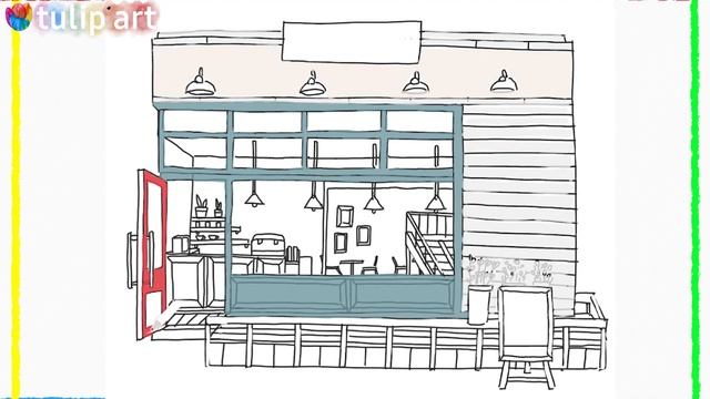 How To Draw a Cafe / Coffee Shop in One Point Perspective Step By Step смотреть онлайн