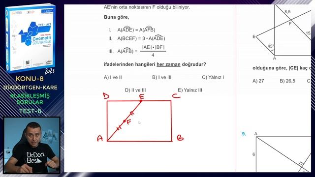 TEST-6 | KLASİKLEŞMİŞ SORULAR | DİKDÖRTGEN-KARE | ÜçDörtBeş GEOMETRİ S.B смотреть онлайн