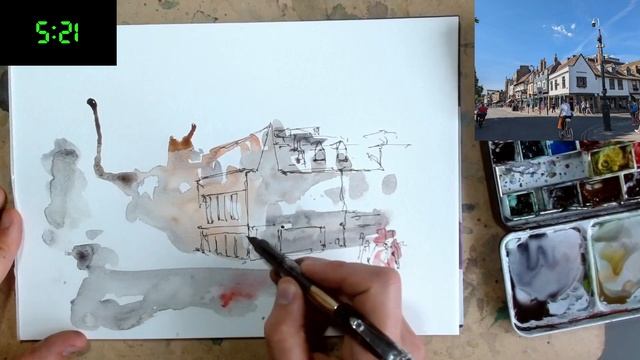 Make Sketching Easy - A 10 Minute Urban Sketch Tutorial - Watercolour and Ink смотреть онлайн