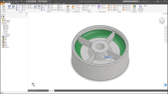 E2 Autodesk Inventor 2017 - Basic Modeling 2 Tutorial смотреть онлайн