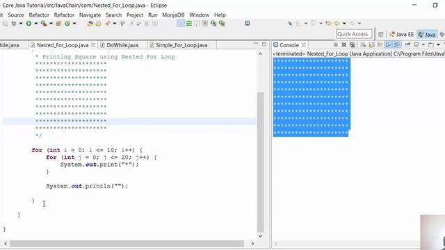 How to use Java For loop Printing a Square shape on console смотреть онлайн