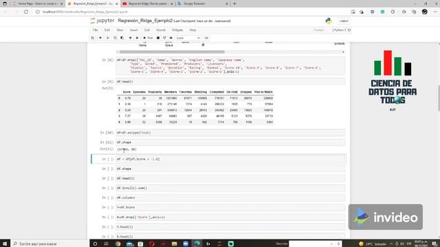Regresión Ridge en Python. Anime Data Set. Data Wrangling. Matriz de coeficientes. Parte 2. смотреть онлайн