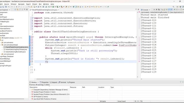 Create a task to sum all n numbers using Executor Service, check if task is finished and if finishe смотреть онлайн