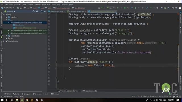Firebase Push Notifications | Receive Extra Data in the Foreground Notification | Part 4 смотреть онлайн