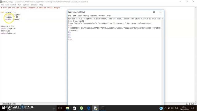 python video 3 05-05-2020(Using global variable in local scope) смотреть онлайн