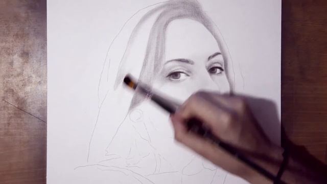 Speed drawing portrait with Dry Brush. Портрет в технике Сухая кисть смотреть онлайн