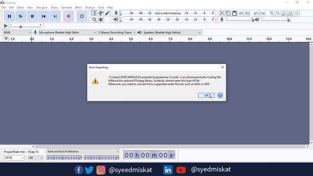 Audacity: Fix Error importing: "FFmpeg library" missing- MP3,M4A, MP4 files Error solved смотреть онлайн