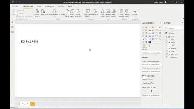SUM, AVERAGE, MAX, MIN, COUNTROWS e DISTINCTCOUNT no Power BI смотреть онлайн