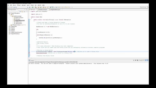 Java Exception Handling-Custom Exception Classes,Writing to binary files,Reading binary files смотреть онлайн