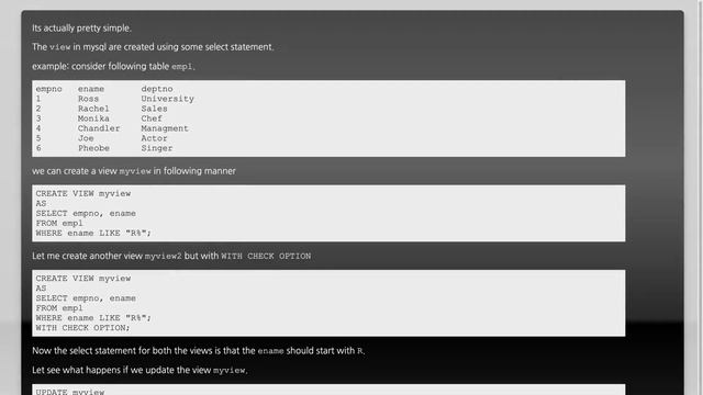 SQL view with "with check option" смотреть онлайн