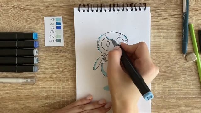 Как нарисовать робота карандашом и скетч маркерами | Рисунок для детей, поэтапно и легко