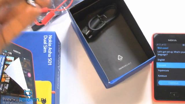 Распаковка Nokia Asha 501 Dual SIM с управлением свайпами (unboxing) смотреть онлайн