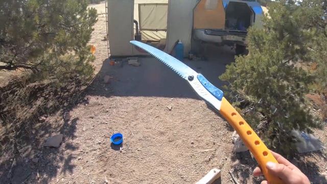 Living Off-Grid In A 4x4 Truck: Wood Stove Awning Room Update & Silky Hand Saw Field Test