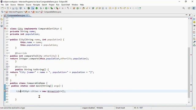 Java Tutorial: Comparable Interface смотреть онлайн