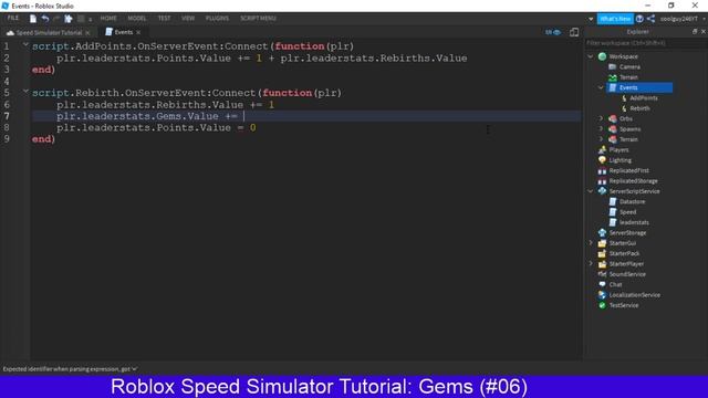 Roblox Studio Speed Simulator Tutorial | Gems (#06) смотреть онлайн