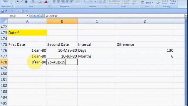MS Excel 2007 Tutorial in Hindi - Date, Datedif, Day, Day360 смотреть онлайн