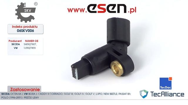 Czujnik ABS SKODA OCTAVIA, VW GOLF IV i V; CADDY II;BORA; LUPO; VW PASSAT; POLO PRZÓD LEWY 1H092780 смотреть онлайн
