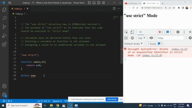 What is Use Strict Mode in JavaScript | JavaScript Tutorials in Hindi | Interview Question #17 смотреть онлайн