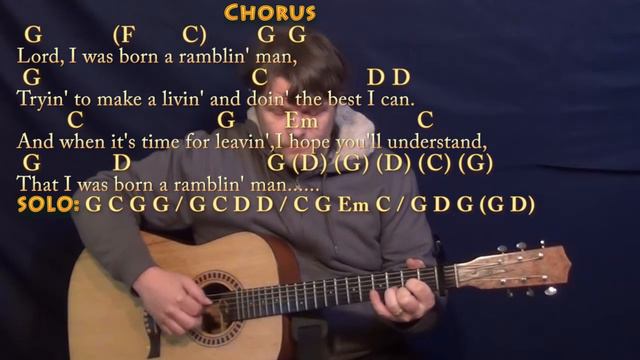 Ramblin' Man (Allman Brothers Band) Fingerstyle Guitar Cover Lesson with Chords/Lyrics смотреть онлайн