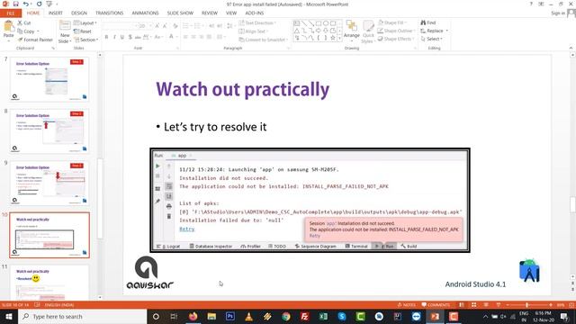 Fixed Error installation failed due to 'null' | install_parse_failed_not_apk in android studio смотреть онлайн