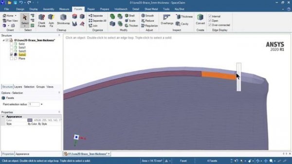 SpaceClaim Skin Tool on STL facet surface