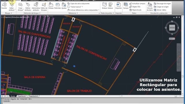 Crear matrices con Autocad 2012. Matrices asociativas rectangular, polar y de camino смотреть онлайн