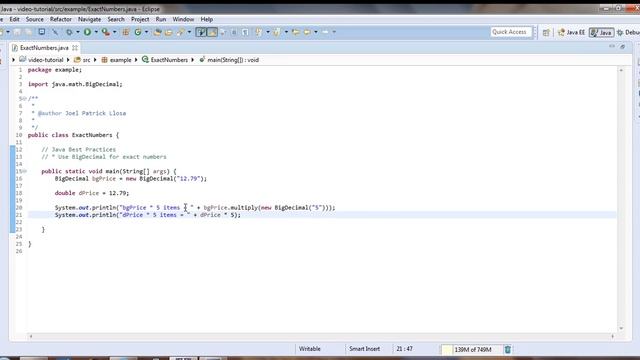 Java Best Practices - BigDecimal for exact numbers tutorial смотреть онлайн