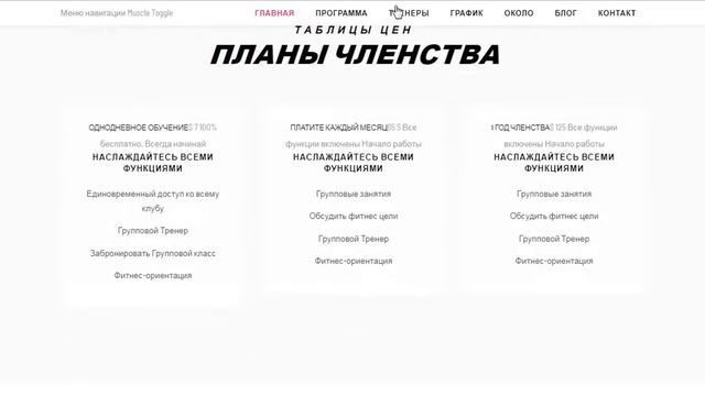 Обзор готового сайта фитнес клуба, HTML. смотреть онлайн