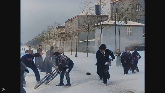 (1897) Snow battle. Lumiere brothers .[4K upscaled, 50fps, AI colorized] смотреть онлайн