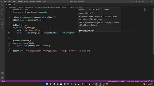 Discord Bot Python - Status - Poradnik смотреть онлайн