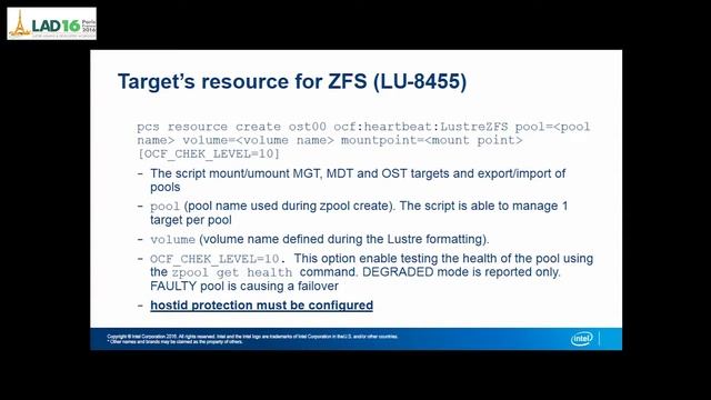 LAD16, Gabriele Paciucci, New resource agents for pacemaker available to the Lustre community смотреть онлайн