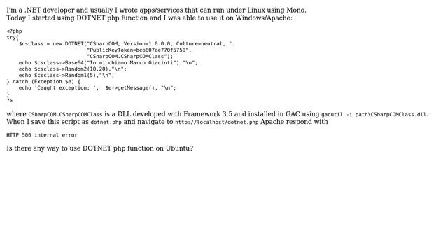 Ubuntu: Can I use the PHP DOTNET function? смотреть онлайн