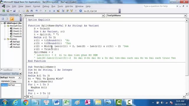 VBA EXCEL – Bài 19. Các hàm xử lý String (tiếp theo) – Bui The Tam смотреть онлайн