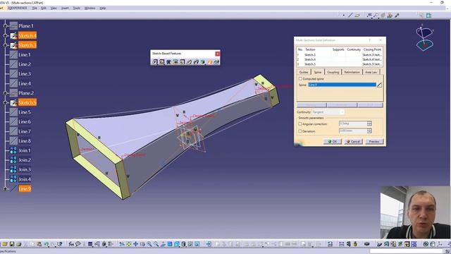 3.7 Создание трехмерной геометрии по нескольким сечениям Multi - section, Removed multi - section смотреть онлайн